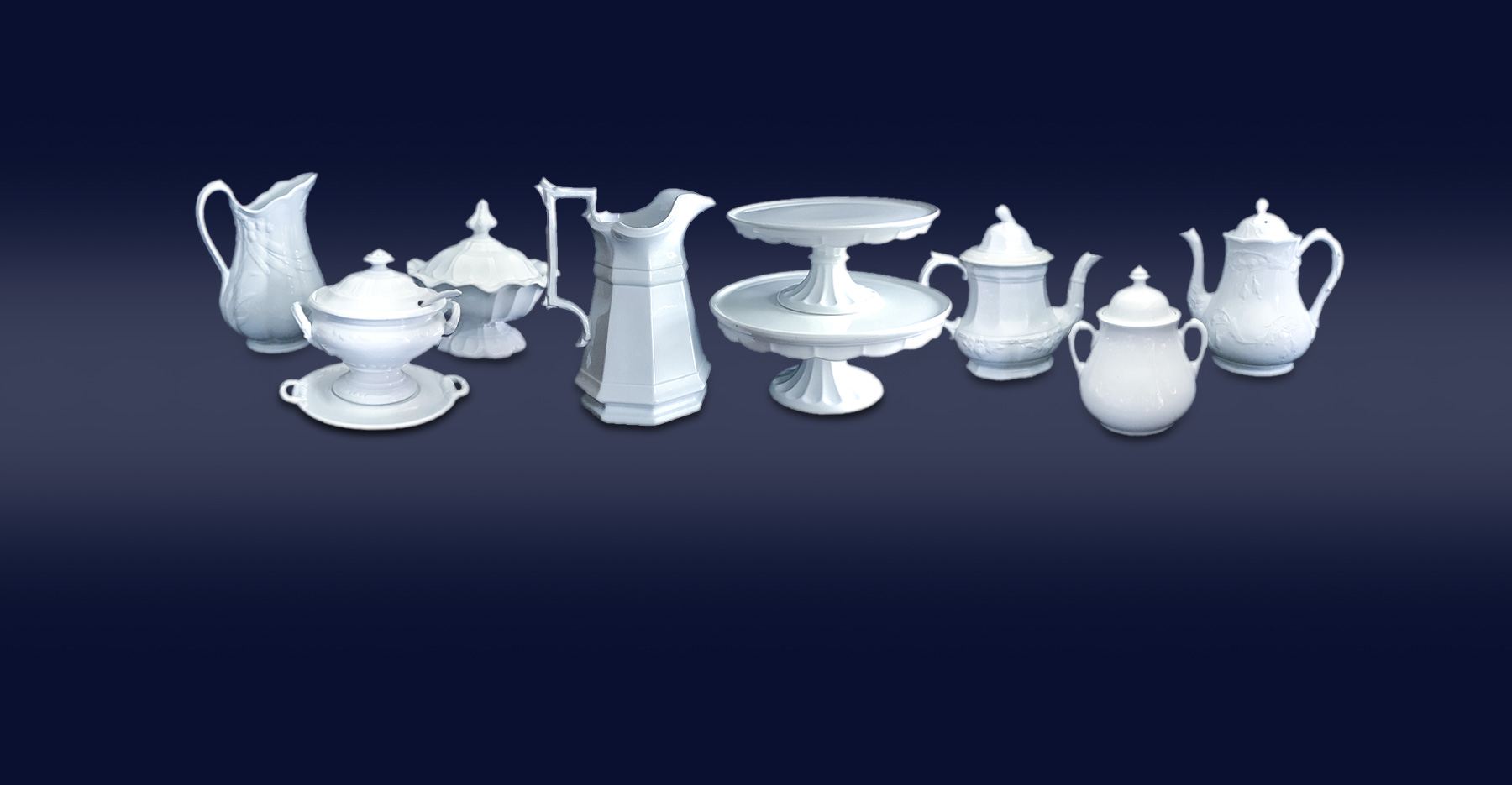 assortment of white ironstone china pottery