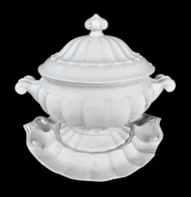 Fluted Double Swirl | James Edwards | Sauce or Soup Tureen Base, Lid, and Underplate | Item | 004